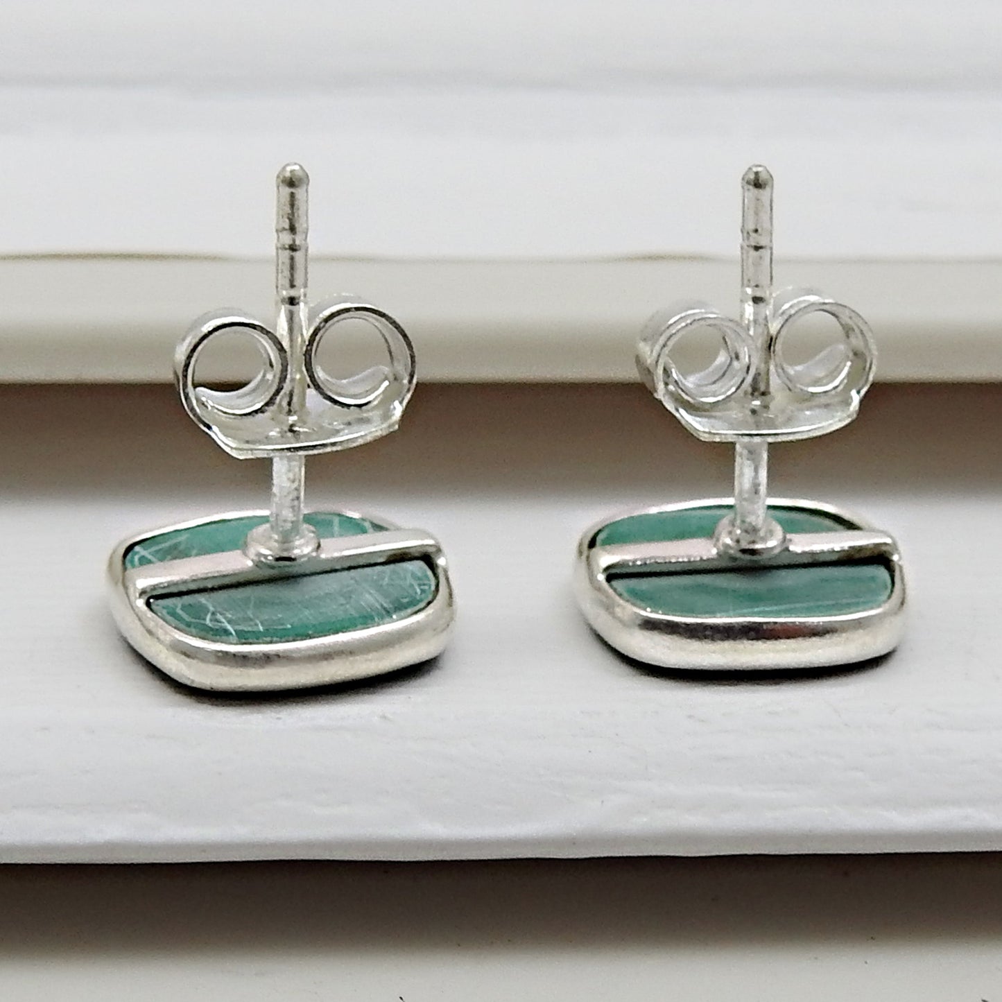 8mm Square Malachite Gemstone 925 Silver Stud Earrings Women Jewelry