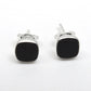 6mm Square Black Onyx 925 Solid Silver Women Bezel Stud Earrings