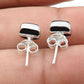 6mm Square Black Onyx 925 Solid Silver Women Bezel Stud Earrings