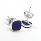 6mm Square Lapis Lazuli Gemstone 925 Sterling Silver Handmade Stud Earrings