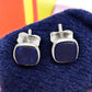 6mm Square Lapis Lazuli Gemstone 925 Sterling Silver Handmade Stud Earrings
