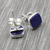 6mm Square Lapis Lazuli Gemstone 925 Sterling Silver Handmade Stud Earrings