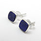 6mm Square Lapis Lazuli Gemstone 925 Sterling Silver Handmade Stud Earrings
