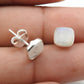 6mm Square Rainbow Moonstone 925 Sterling Silver Bezel Stud Earrings Jewelry