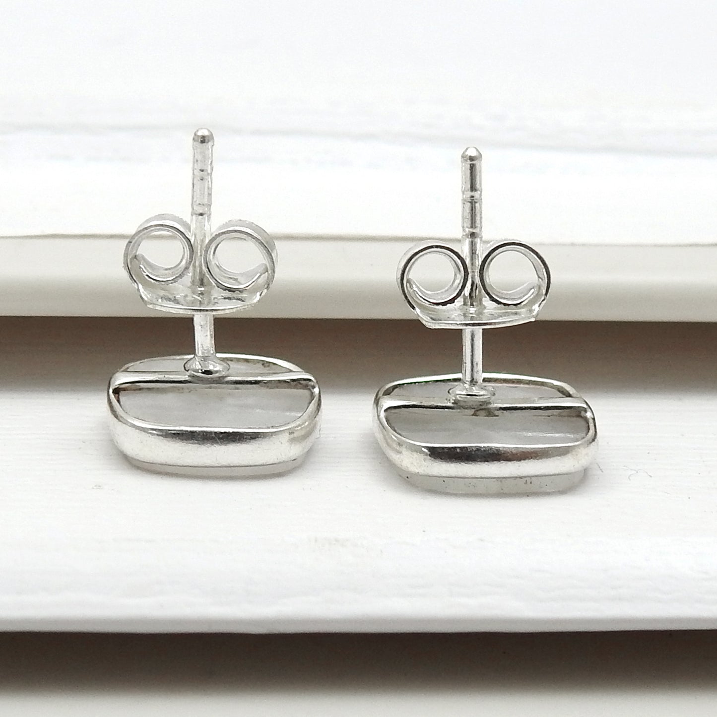 8mm Square Rainbow Moonstone 925 Silver Stud Earrings Handmade Jewelry