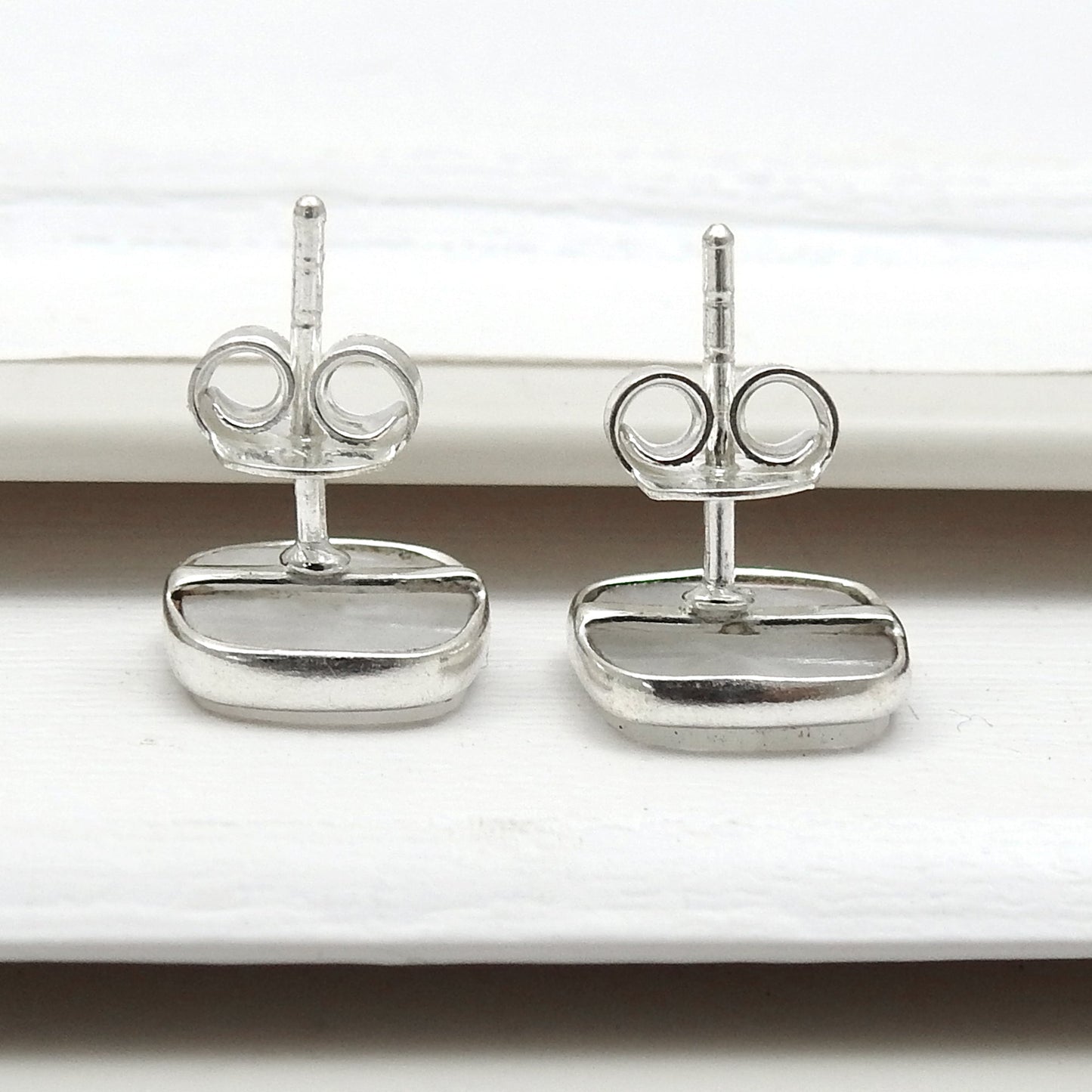 8mm Square Rainbow Moonstone 925 Silver Stud Earrings Handmade Jewelry