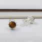 Natural Tiger Eye Gemstone 925 Sterling Silver Minimalist Stud Earrings