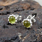 Natural Peridot Gemstone 925 Sterling Silver Minimalist Stud Earrings