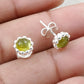 Natural Peridot Gemstone 925 Sterling Silver Minimalist Stud Earrings