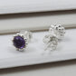 Natural Amethyst Gemstone 925 Sterling Silver Minimalist Stud Earrings