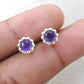 Natural Amethyst Gemstone 925 Sterling Silver Minimalist Stud Earrings