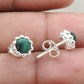Natural Malachite Gemstone 925 Sterling Silver Minimalist Stud Earrings