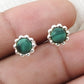 Natural Malachite Gemstone 925 Sterling Silver Minimalist Stud Earrings