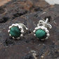 Natural Malachite Gemstone 925 Sterling Silver Minimalist Stud Earrings