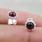 Natural Garnet Gemstone 925 Sterling Silver Minimalist Stud Earrings