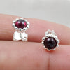 Natural Garnet Gemstone 925 Sterling Silver Minimalist Stud Earrings