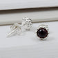 Natural Garnet Gemstone 925 Sterling Silver Minimalist Stud Earrings
