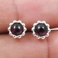Natural Garnet Gemstone 925 Sterling Silver Minimalist Stud Earrings