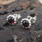 Natural Garnet Gemstone 925 Sterling Silver Minimalist Stud Earrings