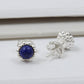 Natural Lapis Lazuli Gemstone 925 Sterling Silver Minimalist Stud Earrings