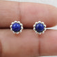 Natural Lapis Lazuli Gemstone 925 Sterling Silver Minimalist Stud Earrings