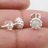 Natural Rainbow Moonstone 925 Sterling Silver Minimalist Stud Earrings