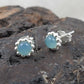 Natural Chalcedony Gemstone 925 Sterling Silver Minimalist Stud Earrings