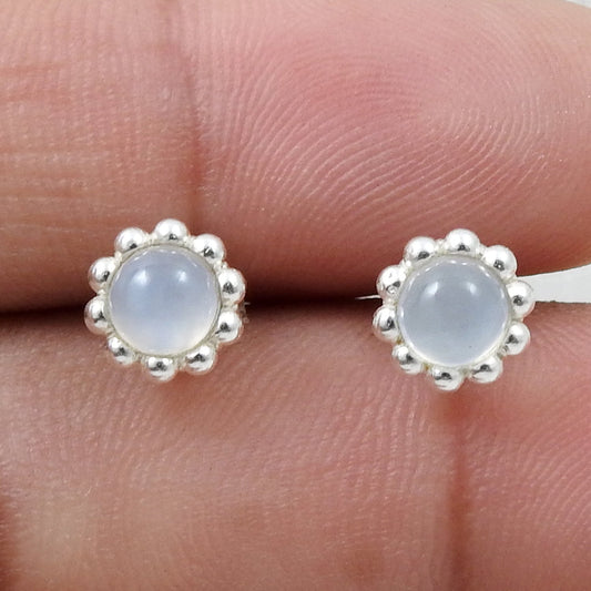 Natural Moonstone 925 Sterling Silver Minimalist Stud Earrings