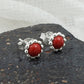 Red Coral Gemstone 925 Sterling Silver Minimalist Stud Earrings