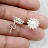 Natural Pearl 925 Sterling Silver Minimalist Flower Stud Earrings