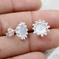 Natural Chalcedony 925 Sterling Silver Flower Stud Earrings