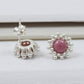 Natural Rhodochrosite 925 Sterling Silver Flower Stud Earrings