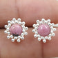 Natural Rhodochrosite 925 Sterling Silver Flower Stud Earrings
