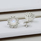 Natural Rainbow Moonstone 925 Sterling Silver Flower Stud Earrings