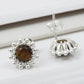 Natural Tiger Eye 925 Sterling Silver Flower Stud Earrings