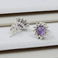 Natural Amethyst 925 Sterling Silver Flower Stud Earrings