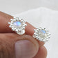 Natural Labradorite 925 Sterling Silver Flower Stud Earrings