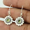 Sterling Silver Round Peridot Gemstone Wife Wedding Boho Dangle Elegant Earrings