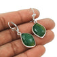 Solid 925 Sterling Silver Emerald Gemstone Earrings Jewelry
