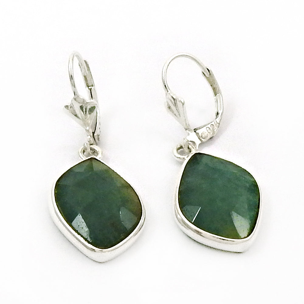 Solid 925 Sterling Silver Emerald Gemstone Earrings Jewelry