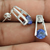 Natural Cubic Zirconia Gemstone 925 Silver Stud Tribal Earrings For Girls F56
