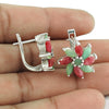 Solid 925 Silver Emerald Ruby Gemstone Earrings Handmade Jewelry