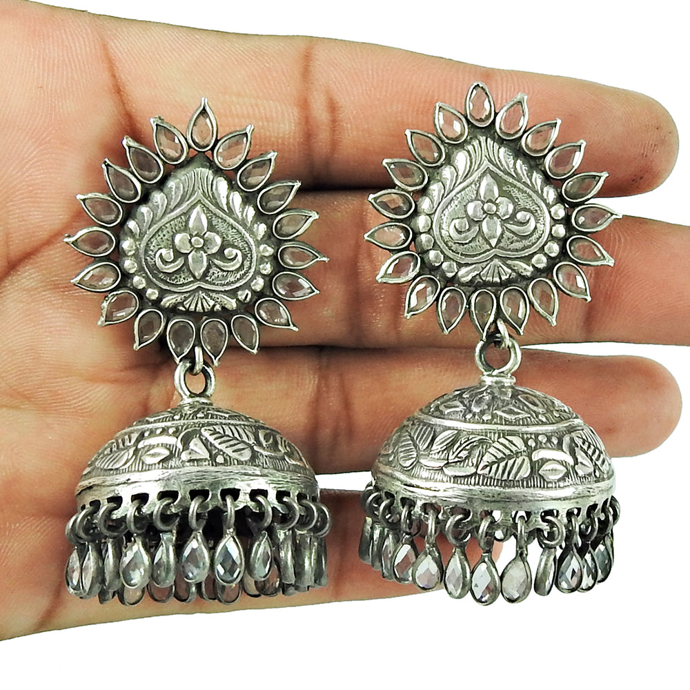 925 Solid Silver Pear Crystal Gemstone Butterfly Dangle Drop Ethnic New Earrings