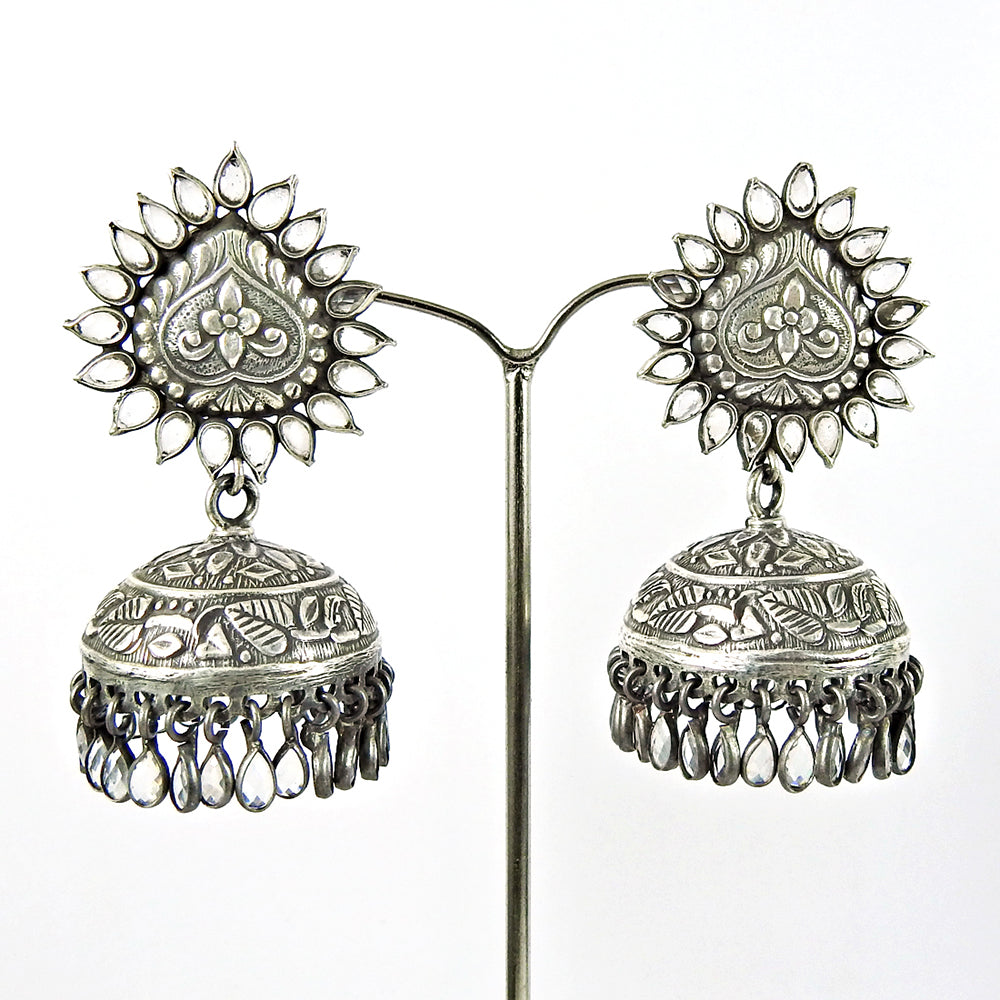 925 Solid Silver Pear Crystal Gemstone Butterfly Dangle Drop Ethnic New Earrings