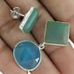 Gift For Woman Stud Tribal Earrings 925 Silver Natural Chalcedony Gemstone L15
