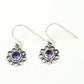 Natural Amethyst Gemstone Drop Dangle Flower Purple Earrings 925 Silver N15
