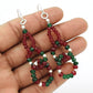 Ruby Emerald Beaded Earrings 925 Sterling Silver Jewelry