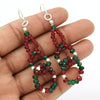 Ruby Emerald Beaded Earrings 925 Sterling Silver Jewelry