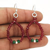 925 Silver Ruby Emerald Beaded Earrings Jewelry