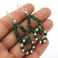 925 Silver Beaded Emerald Earrings